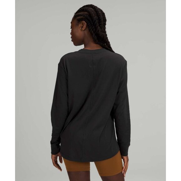 Lululemon All Yours Long Sleeve Black Size 4 Hip Length Lightweight Cotton - Picture 2 of 2
